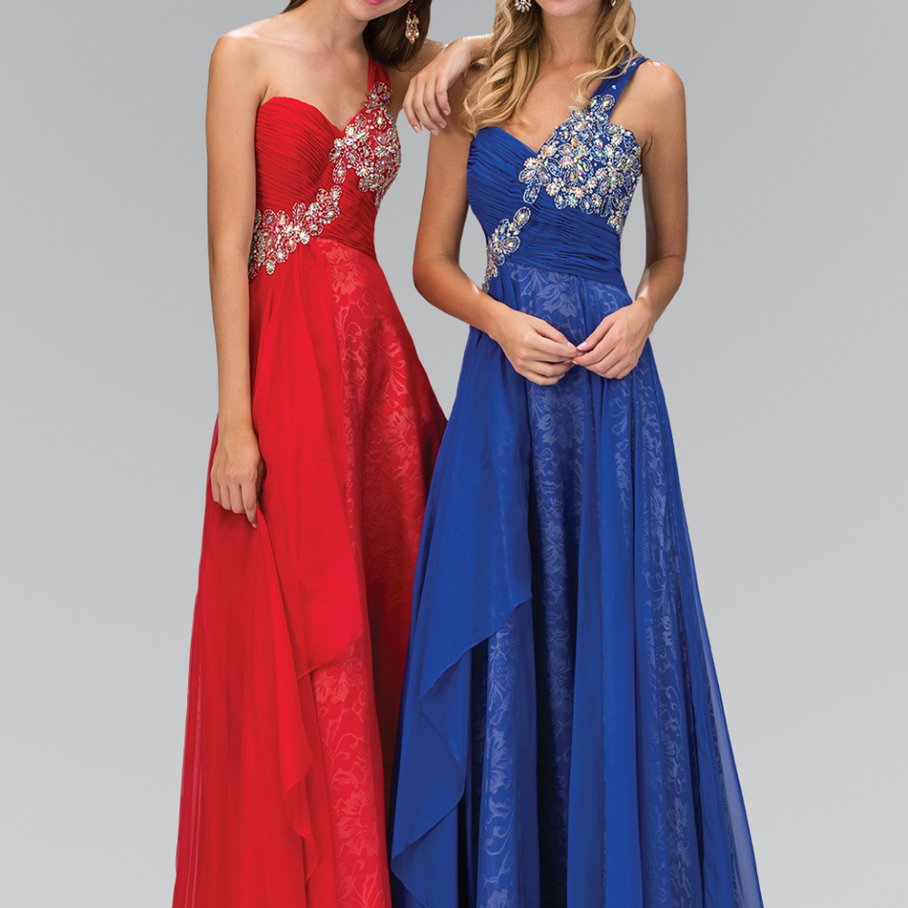One Shoulder Long Prom Dress - Picture 1 of 3